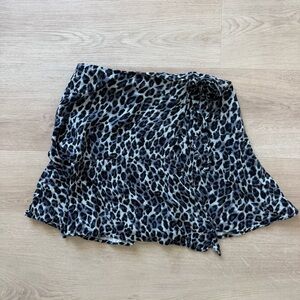 Urban Outfitters Black and Blue Leopard Print Mini Skirt